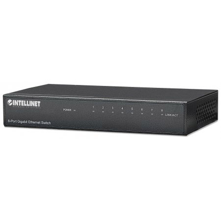 530347 Intellinet 8-Port Gigabit Ethernet Switch Desktop size - Metal Housing - IEEE 802.3az (Energy Efficient Ethernet)