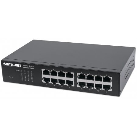 561068 Intellinet 16-Port Gigabit Ethernet Switch 16-Port RJ45 10/100/1000 Mbps - IEEE 802.3az Energy Efficient Ethernet - Desktop - 19" Rackmount