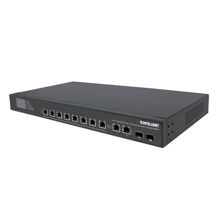 561327 Intellinet Network Solutions 8-Port Gigabit Ethernet Ultra PoE Switch with 4 Uplink Ports and LCD Screen