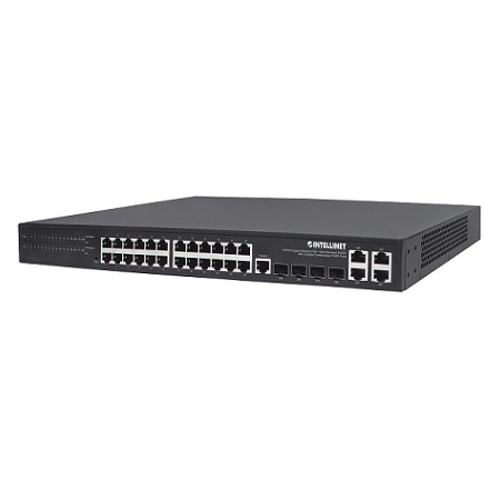 561426 Intellinet Network Solutions 24-Port Gigabit Ethernet PoE+ Web-Managed Switch with 4 Gigabit Combo Base-T/SFP Ports