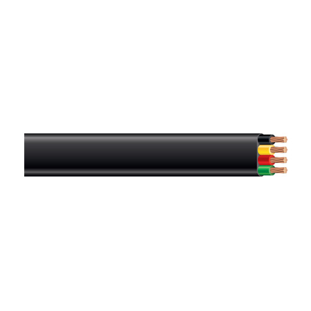56367902 Southwire 12 AWG 3 Conductors Stranded Bare Copper w/ 12 Gauge Ground FLATJ THW 600V Submersible Pump Cable - 500' Reel - Black