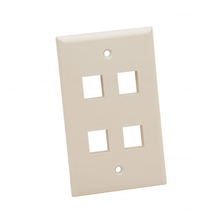 604LA-25 Platinum Tools Wall Plate Standard 4 Port - Light Almond - 25 Pack