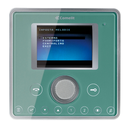 6101D Comelit Planux video monitor front template - Green Valley colour
