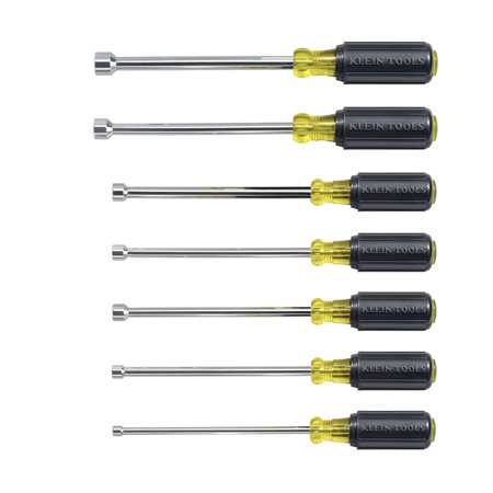 647 Klein Tools Nut-Driver Set, Cushion-Grip, 6" Hollow Shafts