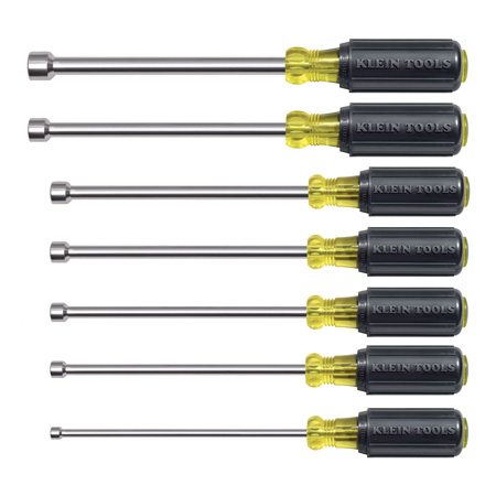 647M Klein Tools Nut Driver Set, 7 pc. Magnetic 6" Hollow Shaft, Cushion Grip