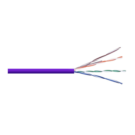 6RNSM2V Remee 23 AWG 4 Pair Unshielded Twisted Pairs (UTP) Solid Bare Copper CMR Cat6 Non-Plenum Network Cable - 1000' Pull Box - Violet