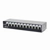 Show product details for 720618 Intellinet Locking Desktop Cat5e Unshielded Patch Panel 12 Port UTP 1U Top Entry Punch Down Locking Function - Black & Silver