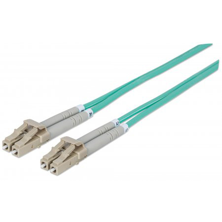 750868 Intellinet Fiber Optic Patch Cable Duplex - Multimode LC/LC - OM3 - 3.0 Feet - Aqua