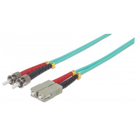 751469 Intellinet Network Solutions Fiber Optic Patch Cable - Duplex - Multimode ST/SC - 50/125 microinchm - OM3 - 30 Feet - Aqua
