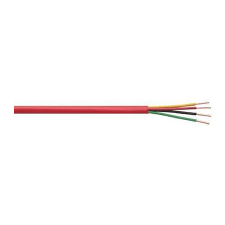 760144M1R Remee 14 AWG 4 Conductors Unshielded Solid Bare Copper FPLP Plenum Fire Alarm Cables - 1000' Reel - Red