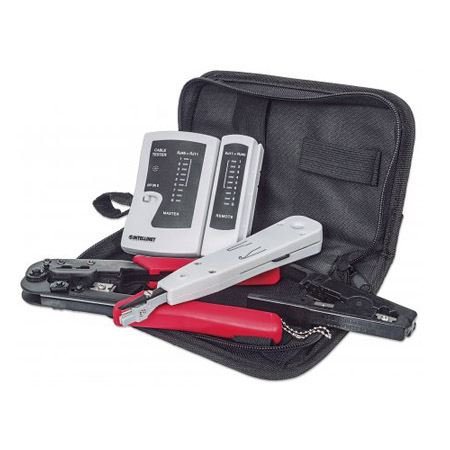 780070 Intellinet 4-Piece Network Tool Kit 4 Tool Network Kit Composed of LAN Tester LSA punch down tool Crimping Tool and Cutter/Stripper Tool