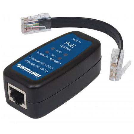 780131 Intellinet Network Solutions PoE+ Tester Power over Ethernet Plus Test Tool - Detects Endspan - Midspan - IEEE802.3af- and IEEE802.3at