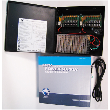 80077 UPG CCTV Power Supply - 12V 5.4A 16 Camera Individual Channel LED's
