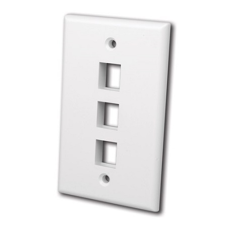 820003 Vanco Wall Plates Keystone 3 Port Ivory