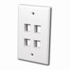 Show product details for 820004 Vanco Wall Plates Keystone 4 Port Ivory