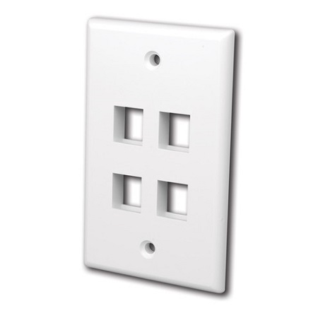 820104 Vanco Wall Plates Keystone 4 Port White