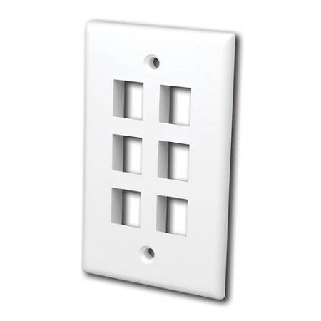 820106 Vanco Wall Plates Keystone 6 Port White