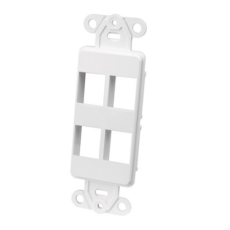 820314 Vanco Wall Plate Keystone Decor 4 Port - Ivory