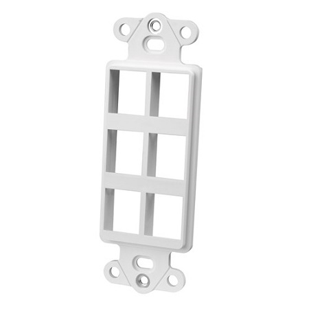 820326 Vanco Wall Plate Keystone Decor 6 Port - White