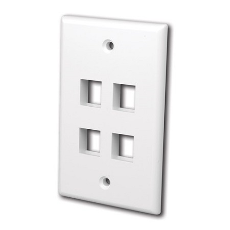 823907 Vanco Wall Plates Keystone 4 Port Almond