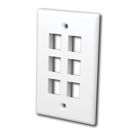 823956 Vanco Wall Plates Keystone 6 Port Almond