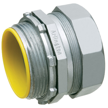 828A-6 Arlington Industries 3-1/2" EMT Compression Connectors w/ Insulated Throat - Pack of 6