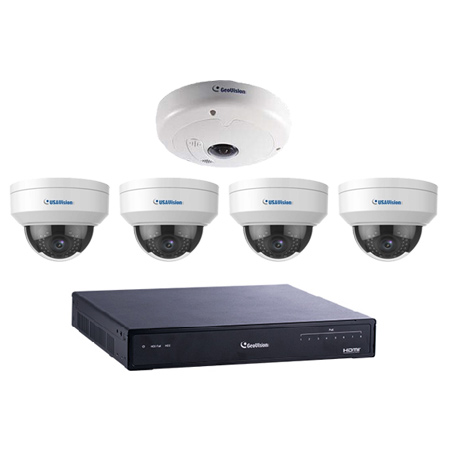 [DISCONTINUED] 88-SN8FE3-ADR Geovision GV-SNVR0811 8 Channel NVR Kit 80Mbps Max Throughput w/ Built-in 8 Port PoE Switch - 2TB w/ 1 x 3MP Indoor Fisheye and 4 x 1.3MP Outdoor Dome IP Security Cameras