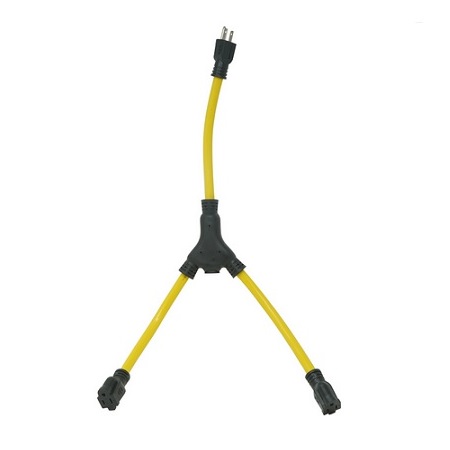 90188802 Southwire Tools and Equipment Y-Splitter, Extending Outlet Adapter, Splits 1 to 2 Outlets, 2-Foot