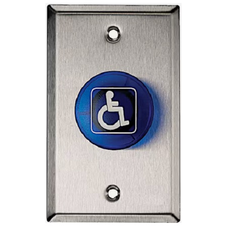 906-MO x 32D Dormakaba Rutherford Controls RCI Momentary 2-3/4â€ x 4-1/2â€ x 32D Handicap Pushbutton - Blue