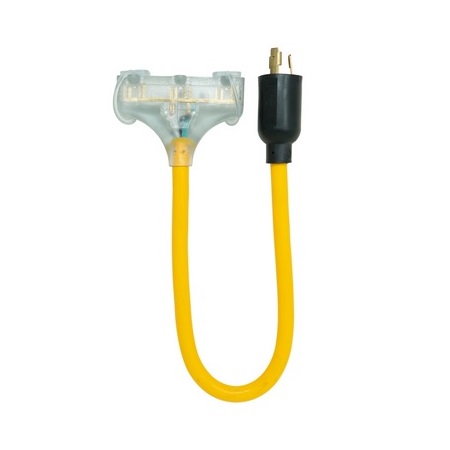 90848802 Southwire Tools and Equipment 12/3 STW 2' L5-20P/5-15R Generator Cord