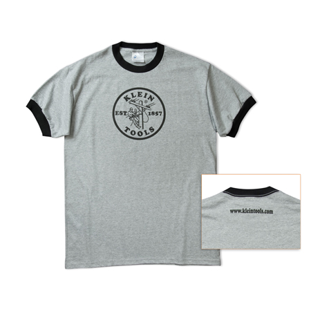 96604GRY-L Klein Tools Gray T-shirt with Black Lineman Logo, Men's Large