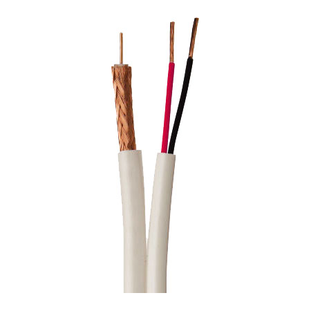 993256-06-01 Coleman Cable Siamese 20 AWG Solid Bare Copper RG 59 Coaxial Plus 18 AWG 2 Conductors Stranded Bare Copper CM/CL3 Plenum CCTV Cable - 1000' Reel - White
