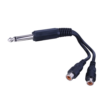 AC3QX Vanco Adapter 1/4" Male Plug to 2-RCA Jack 6 In