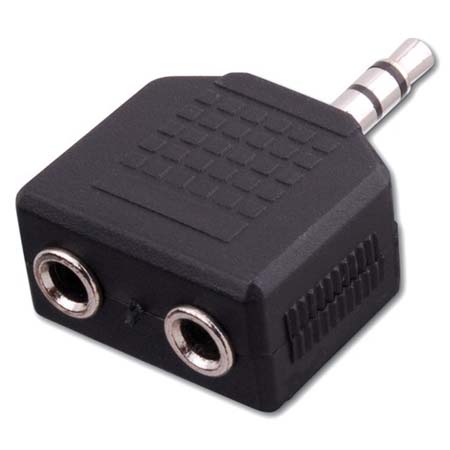 AD531G Vanco Adapter 3.5 mm Stereo Plug to 2-3.5 mm Stereo Jacks Gold