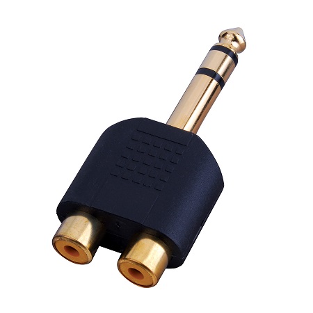 AD542G Vanco Adapter 1/4" Stereo Plug to 2-RCA Jack Gold