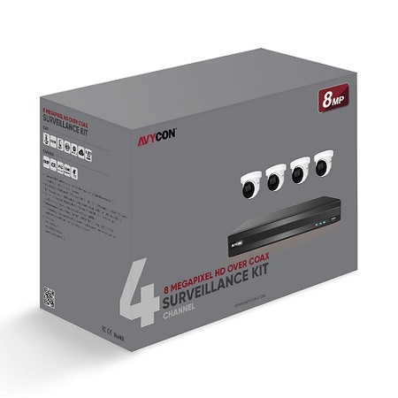 AVK-TE81E4-2T AVYCON 8MP TVI Kit with 4 of 8MP TVI Turret Cameras and 4CH DVR with 2TB HDD