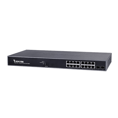 AW-GEV-184B-250 Vivotek 16 Gigabit PoE Ports + 2 Gigabit Ports 250W Total Budget VivoCam Web Smart Managed Rackmount PoE Switch