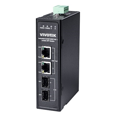 AW-IHB-0400 Vivotek Industrial 2 Gigabit PoE + 2 Gigabit SFP Port 180W Total Budget PoE Switch