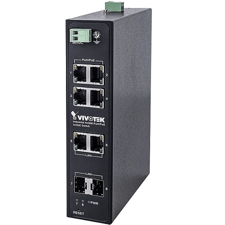 AW-IHH-0800 Vivotek Industrial 4xGE PoH/PoE + 2xGE UTP + 2xGE SFP Switch