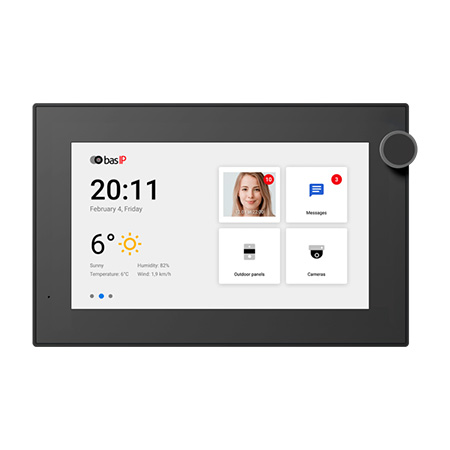 AZ-07L-BLACK BAS-IP IP Indoor Monitor with a 7-Inch IPS Touch-Screen Color Display - Vertical or Horizontal Mount - Android - Black
