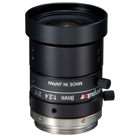M0824-MPW2 Computar 2/3" C-Mount 8mm F/2.4 5 Mega-Pixel Ultra Low Distortion Lens