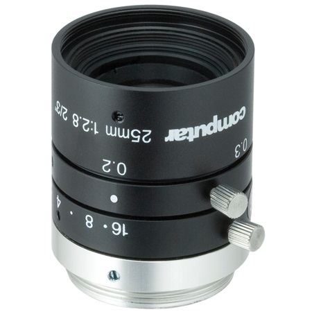 M2528-MPW3 Computar 2/3" C-Mount 25mm F2.8 4K/8MP Fixed Iris Ultra Low Distortion w/ Floating System Lens
