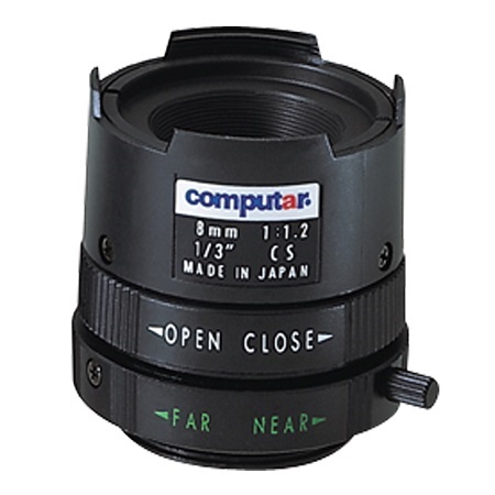 T0812FICS Computar 1/3" CS-Mount 8mm F/1.2 Monofocal Manual Iris Lens