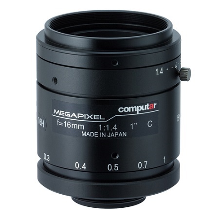 V1614-MP Computar 1" C-Mount 16mm F/1.4 2 Mega-Pixel Ultra Low Distortion Manual Iris Lens