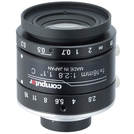 V1628-MPY2 Computar 1.1" C-Mount 16mm F2.8 12MP Manual Iris Lens