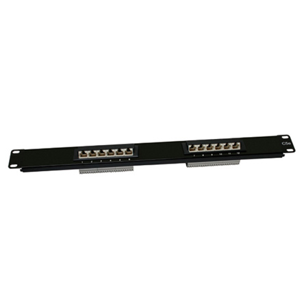 7P-12AK11CEC-BK Pro's Kit Cat5e Patch Panel 12 Port 1U Rack Mount - 45 Degree Entry