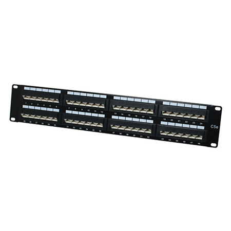 7P-48AK11CEC-BK Pro's Kit Cat5e Patch Panel 48 Port 2U Rack Mount - 45 Degree Entry