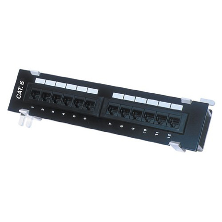 7PMV12T-K11-C6C/BK Pro's Kit Cat6 Mini Patch Panel 12 Port w/ Wall Mount Bracket