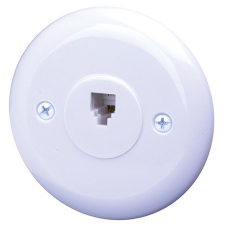 CMCJ4WX Vanco Wall Plate Phone Jack Round White