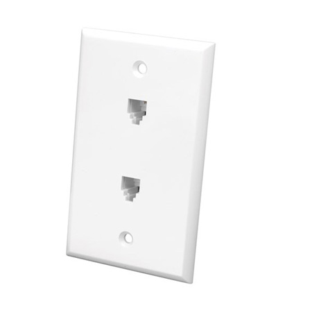 CMWP26X Vanco Wall Plate Phone 2 Jack Flush 6C Ivory